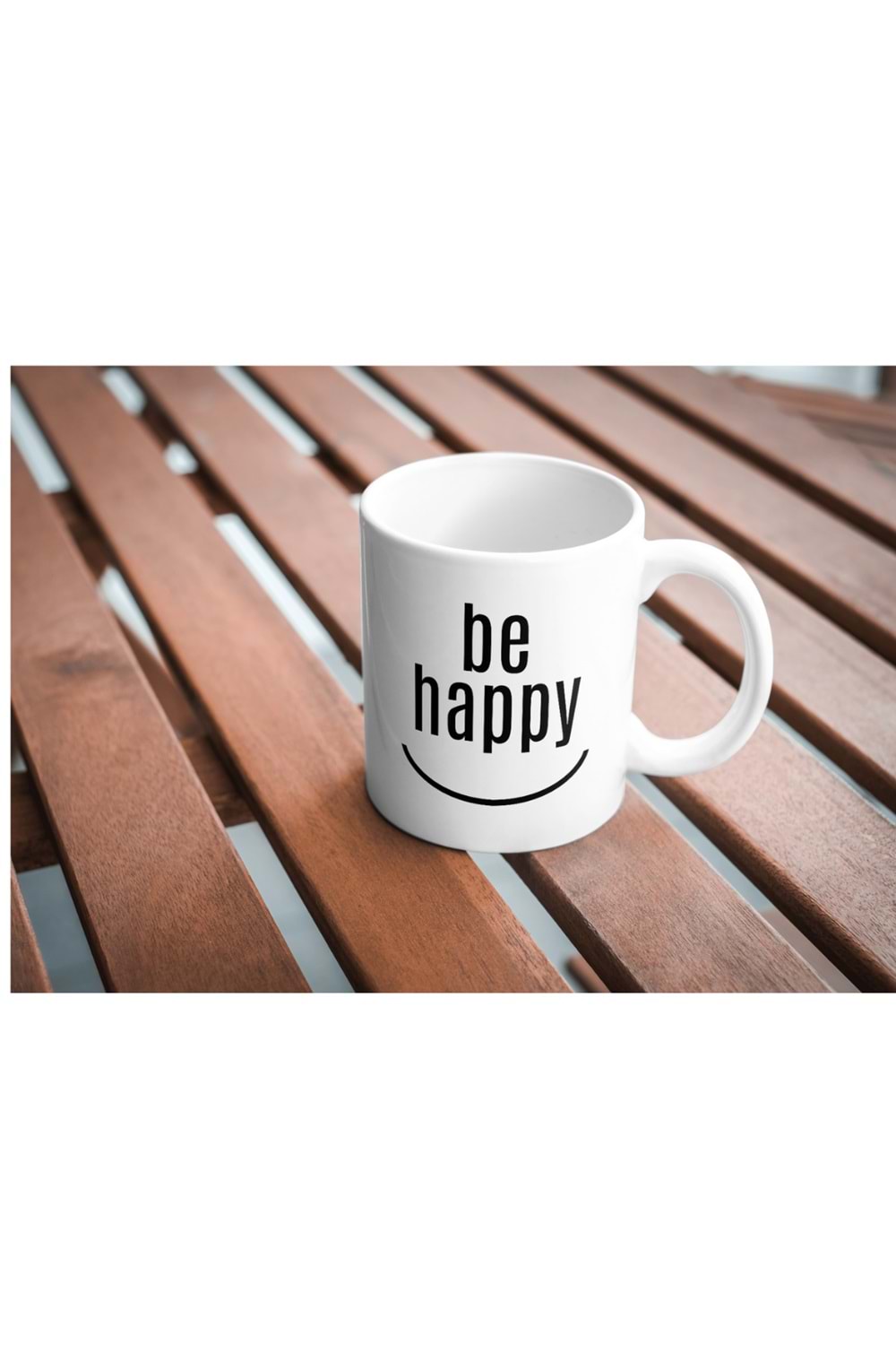 Win Ovro Premium Beyaz Porselen Hediye Kupa Bardak Çift Yön Baskı - Be Happy