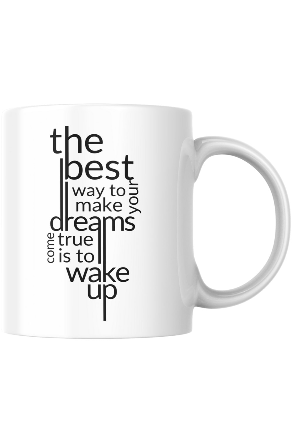 Win Ovro Premium Beyaz Porselen Hediye Kupa Bardak Çift Yön Baskı - The Best Dreams Wake Up