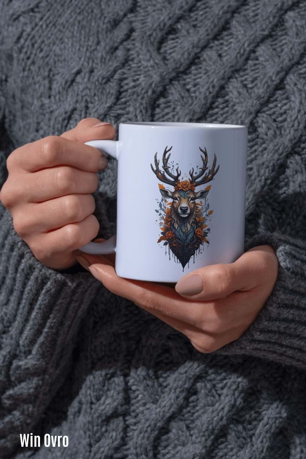 Win Ovro Premium Beyaz Porselen Hediye Kupa Bardak Çift Yön Baskı - Doğanın Asaleti