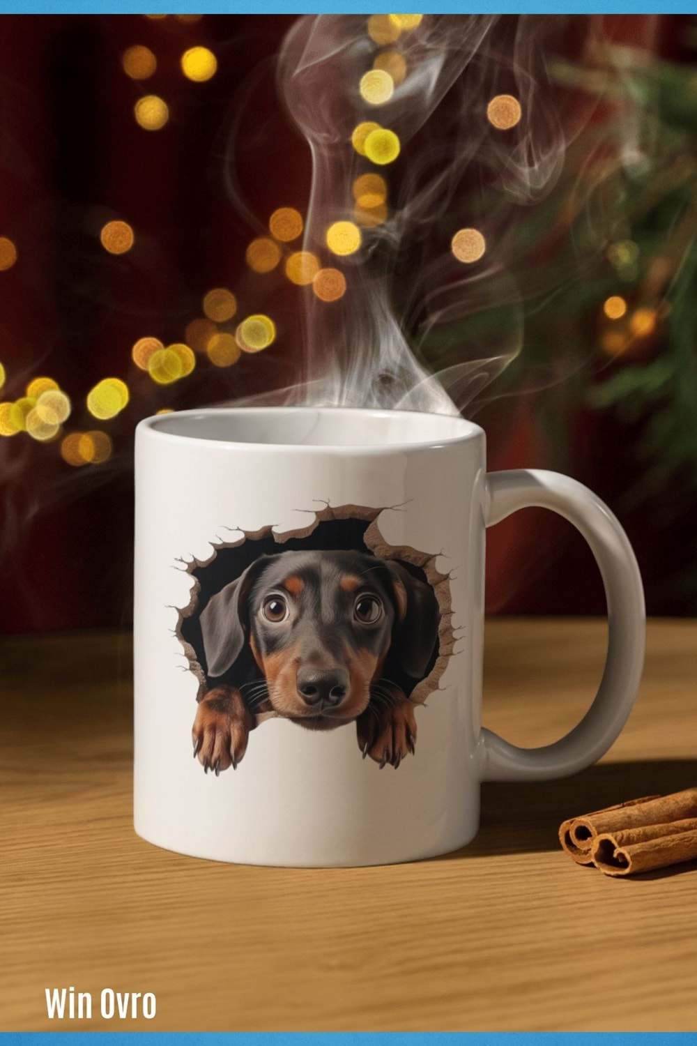 Win Ovro Premium Beyaz Porselen Hediye Kupa Bardak Çift Yön Baskı - Meraklı Pati