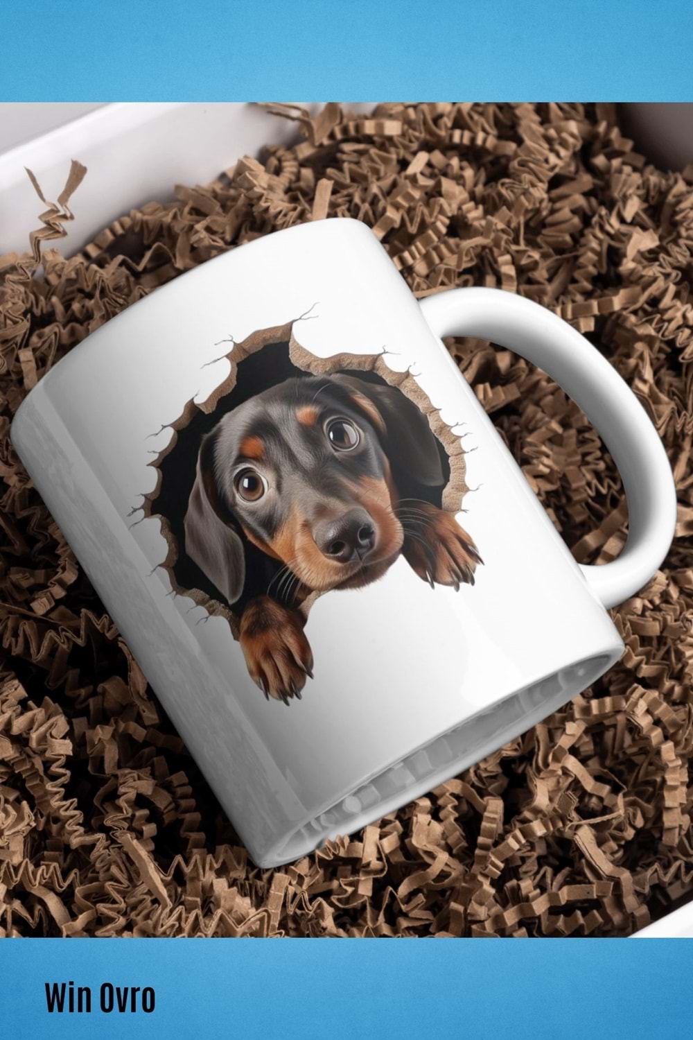 Win Ovro Premium Beyaz Porselen Hediye Kupa Bardak Çift Yön Baskı - Meraklı Pati