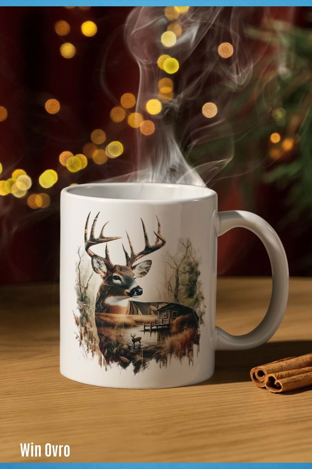 Win Ovro Premium Beyaz Porselen Hediye Kupa Bardak Çift Yön Baskı - Doğa ve Asaleti