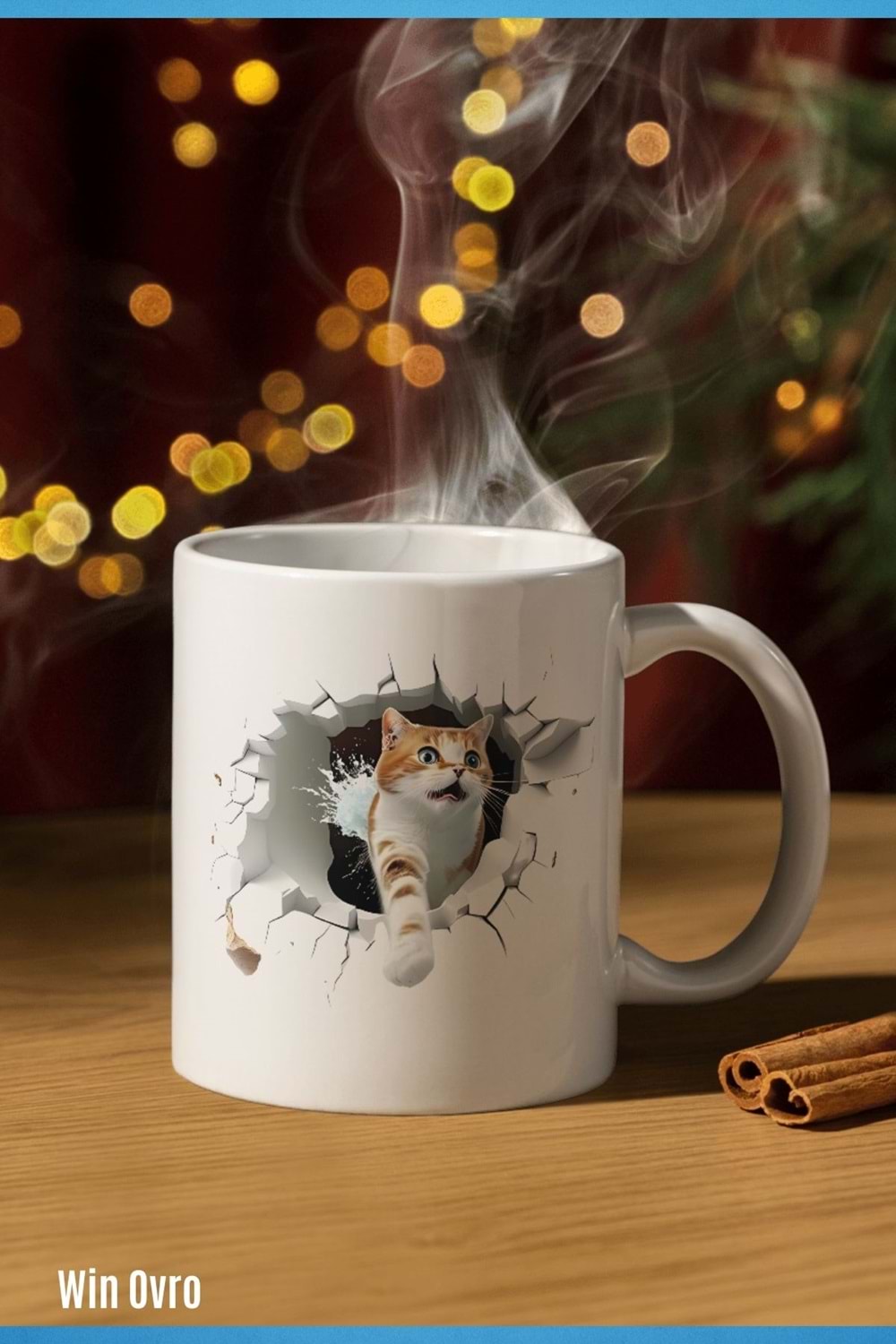 Win Ovro Premium Beyaz Porselen Hediye Kupa Bardak Çift Yön Baskı - Turşihan