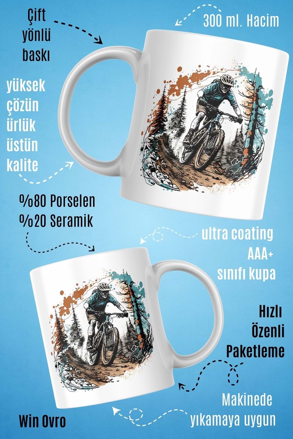 Win Ovro Premium Beyaz Porselen Hediye Kupa Bardak Çift Yön Baskı - Yolun Bittiği Yerde