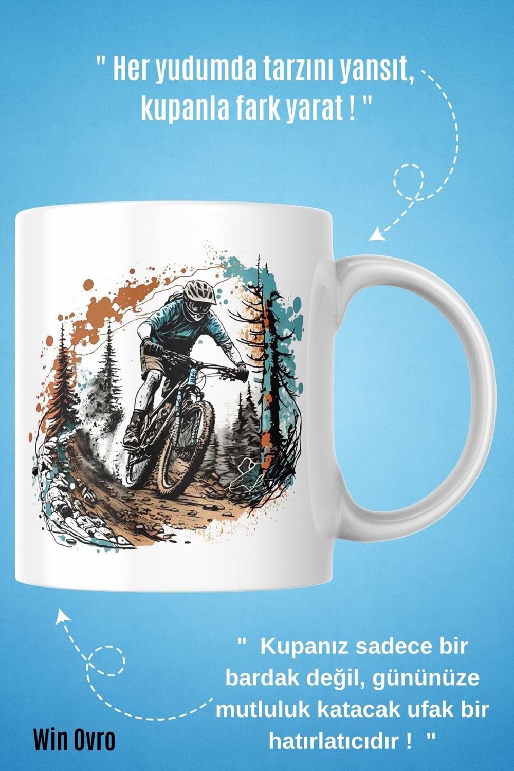 Win Ovro Premium Beyaz Porselen Hediye Kupa Bardak Çift Yön Baskı - Yolun Bittiği Yerde