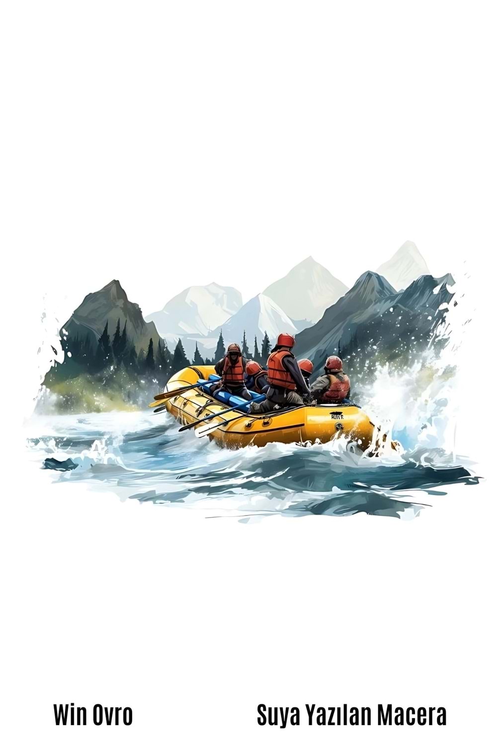 Win Ovro Premium Beyaz Porselen Hediye Kupa Bardak Çift Yön Baskı - Suya Yazılan Macera Rafting