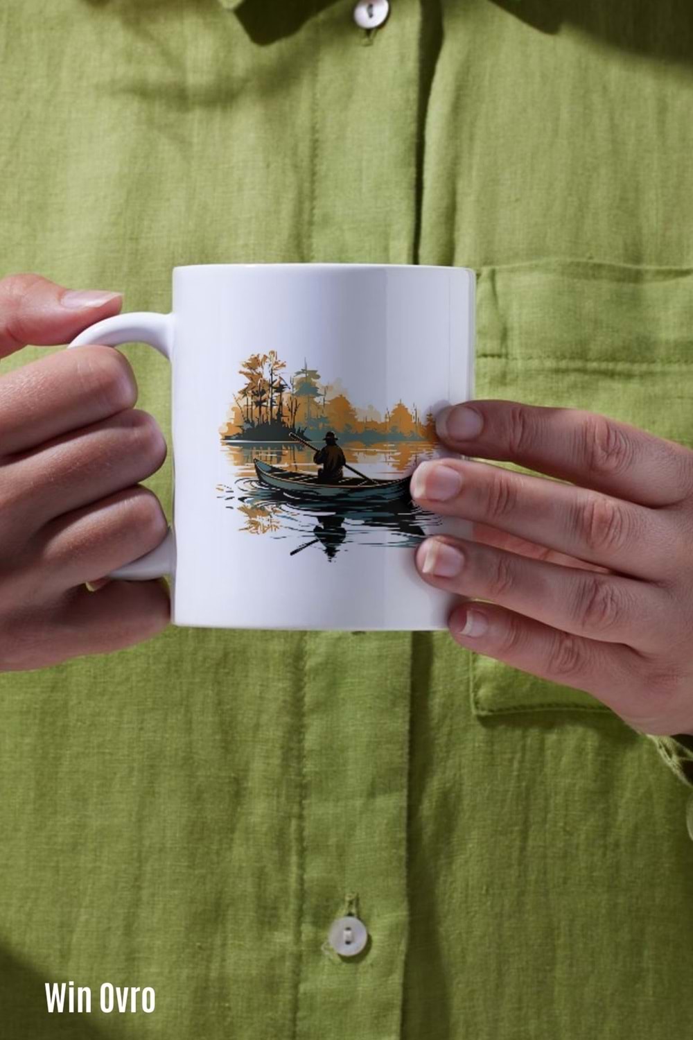 Win Ovro Premium Beyaz Porselen Hediye Kupa Bardak Çift Yön Baskı - Suyun Dengine Bir Doğa