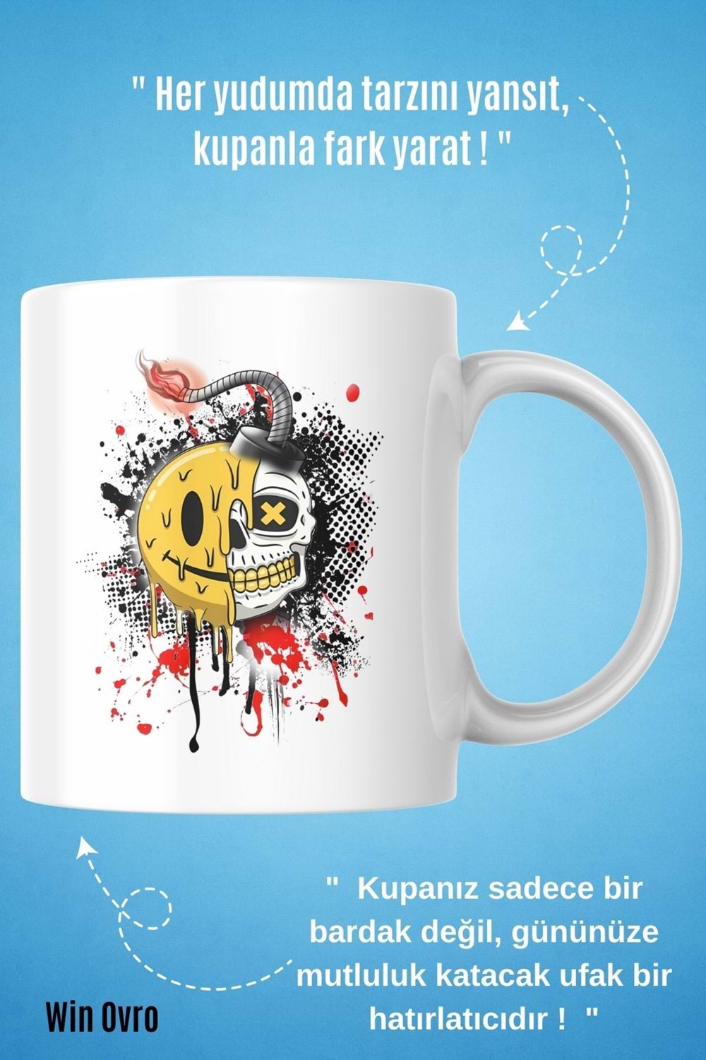 Win Ovro Premium Beyaz Porselen Hediye Kupa Bardak Çift Yön Baskı - Al Sana Bombe Patlayan Çelişki