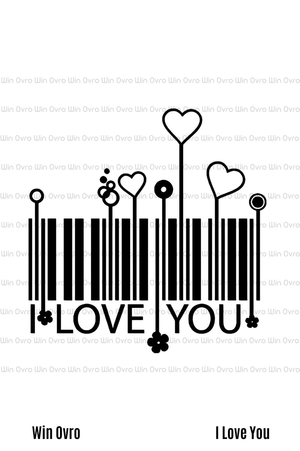 Win Ovro Premium Beyaz Porselen Hediye Kupa Bardak Çift Yön Baskı - I Love You Barkot