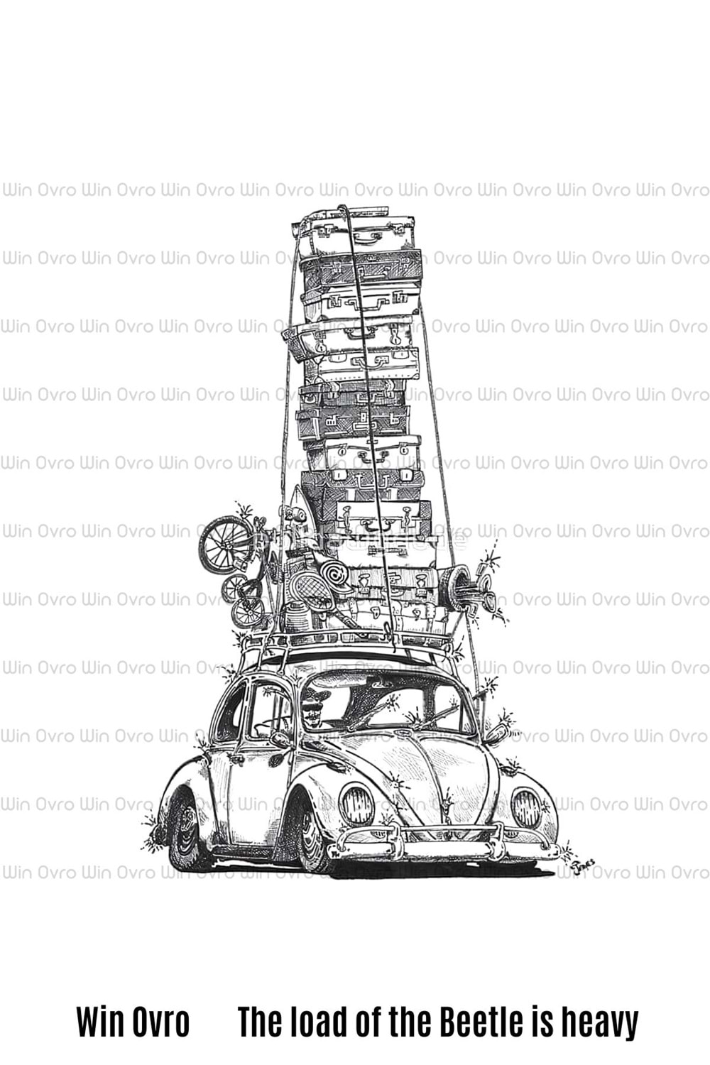 Win Ovro Premium Beyaz Porselen Hediye Kupa Bardak Çift Yön Baskı -The load of the Beetle is heavy