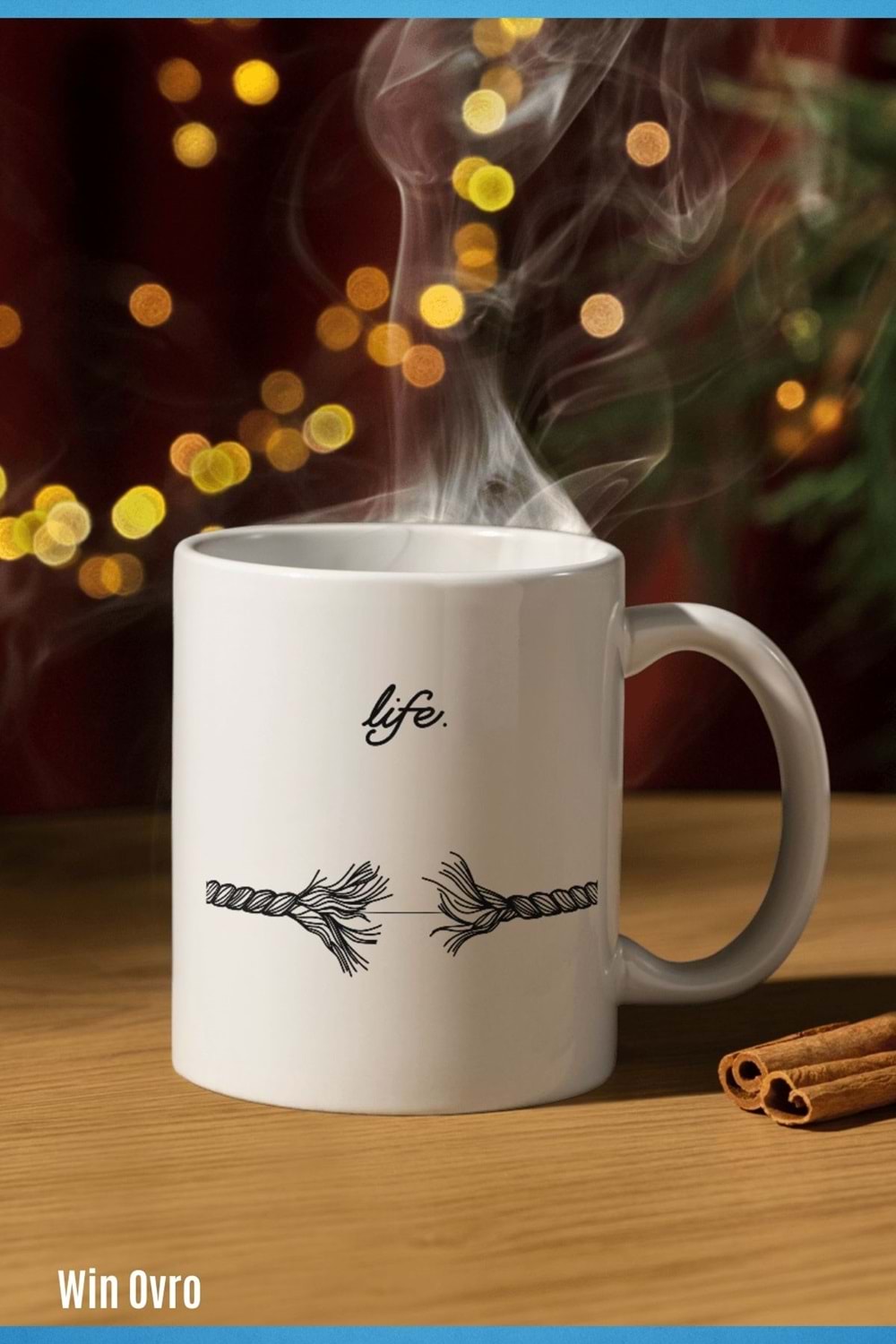 Win Ovro Premium Beyaz Porselen Hediye Kupa Bardak Çift Yön Baskı - Life is This Hayat İşte Bu