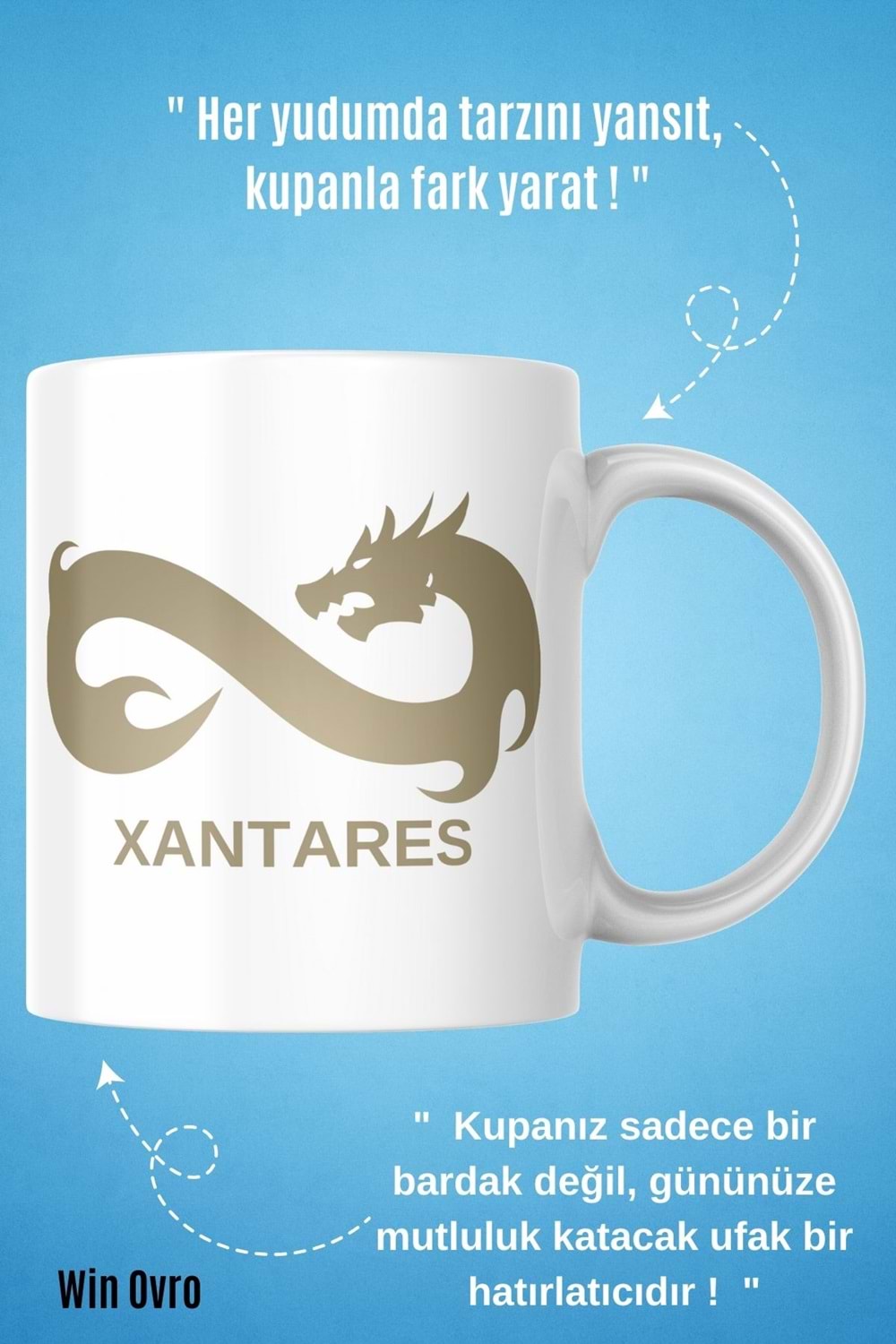 Win Ovro Premium Beyaz Porselen Hediye Çift Yön Baskılı Kupa Bardak - Eternal Fire XANTARES