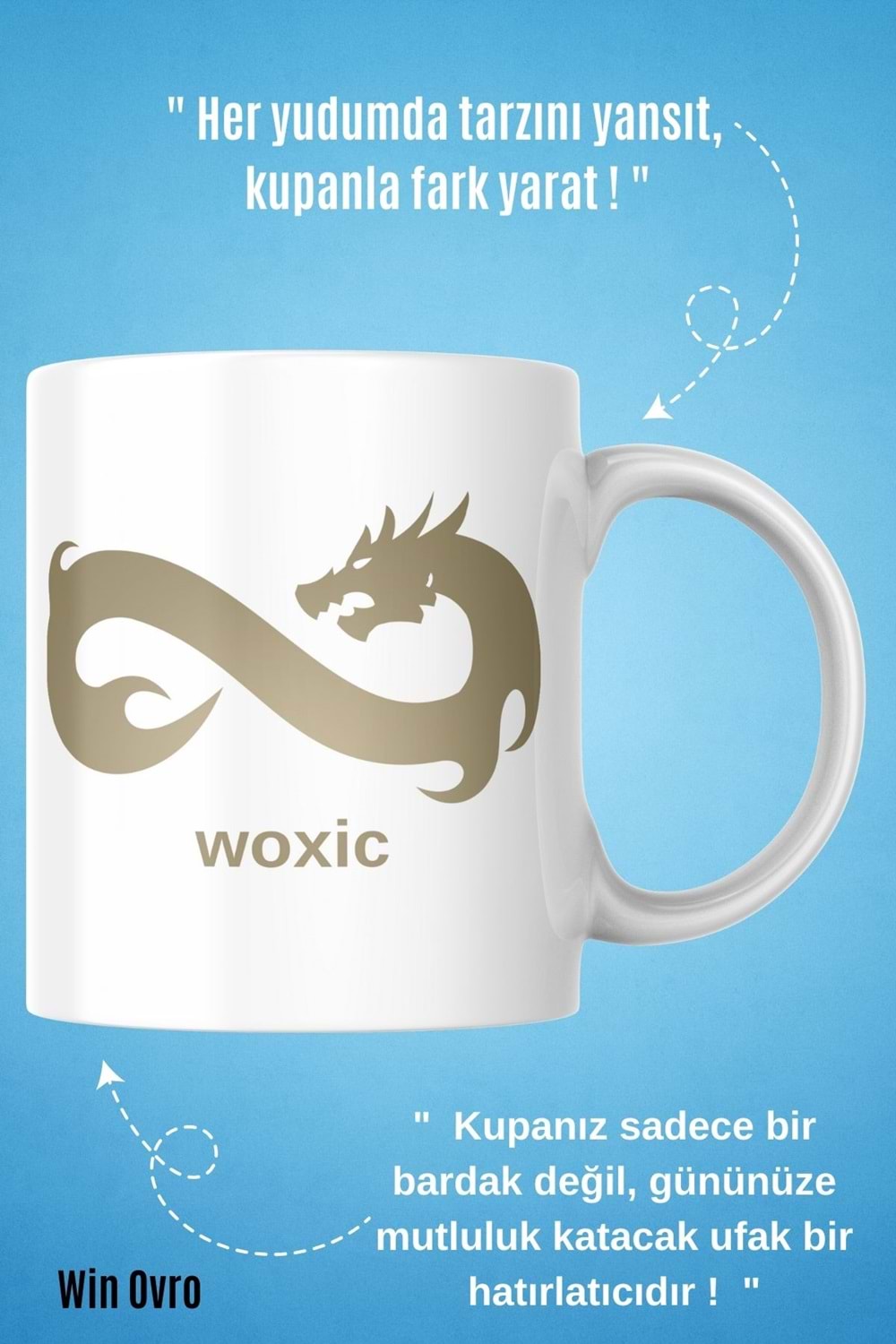 Win Ovro Premium Beyaz Porselen Hediye Çift Yön Baskılı Kupa Bardak - Eternal Fire woxic