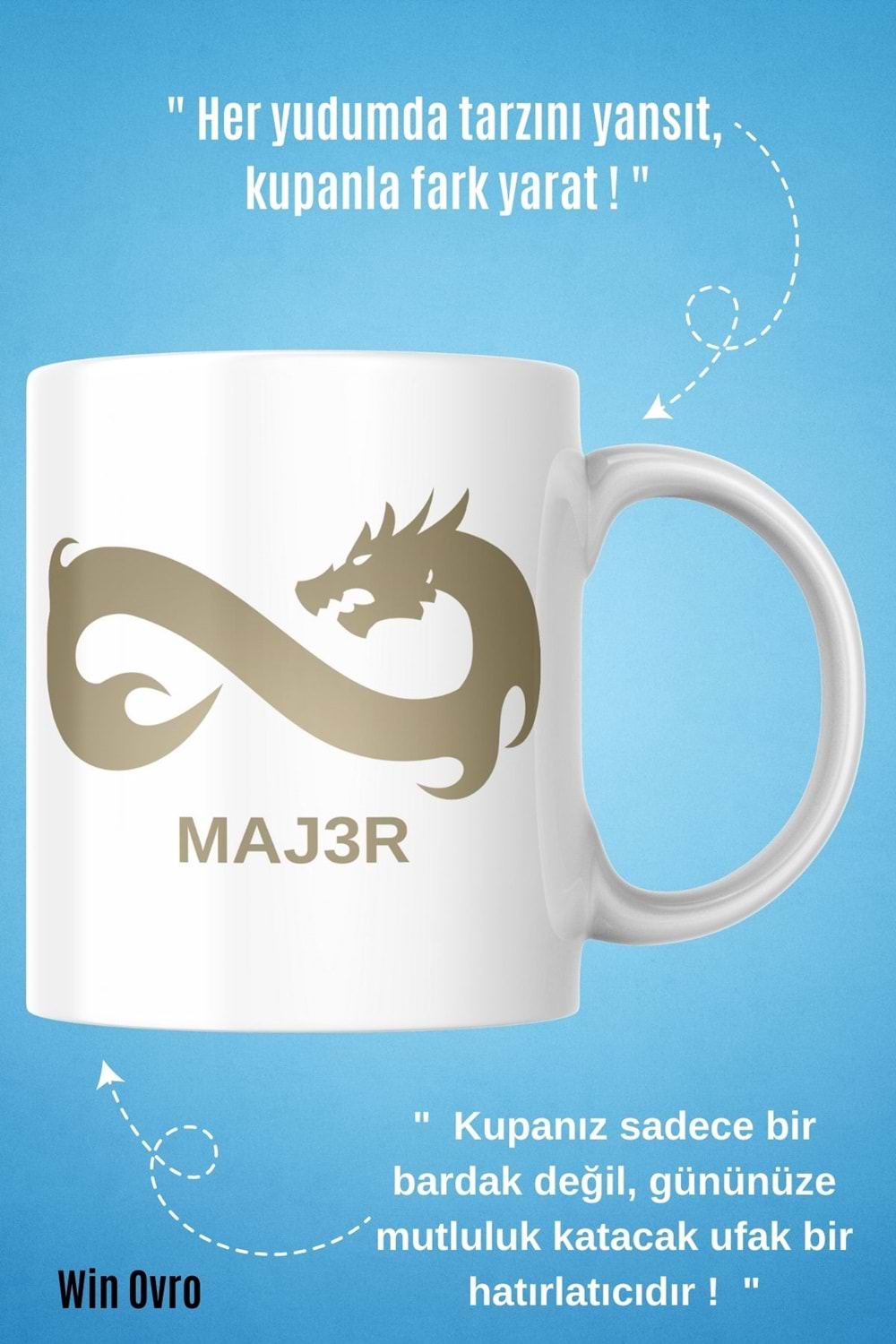 Win Ovro Premium Beyaz Porselen Hediye Çift Yön Baskılı Kupa Bardak - Eternal Fire MAJ3R