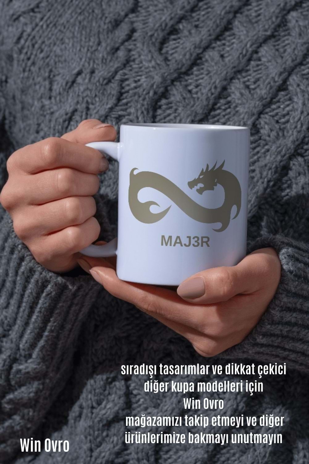 Win Ovro Premium Beyaz Porselen Hediye Çift Yön Baskılı Kupa Bardak - Eternal Fire MAJ3R