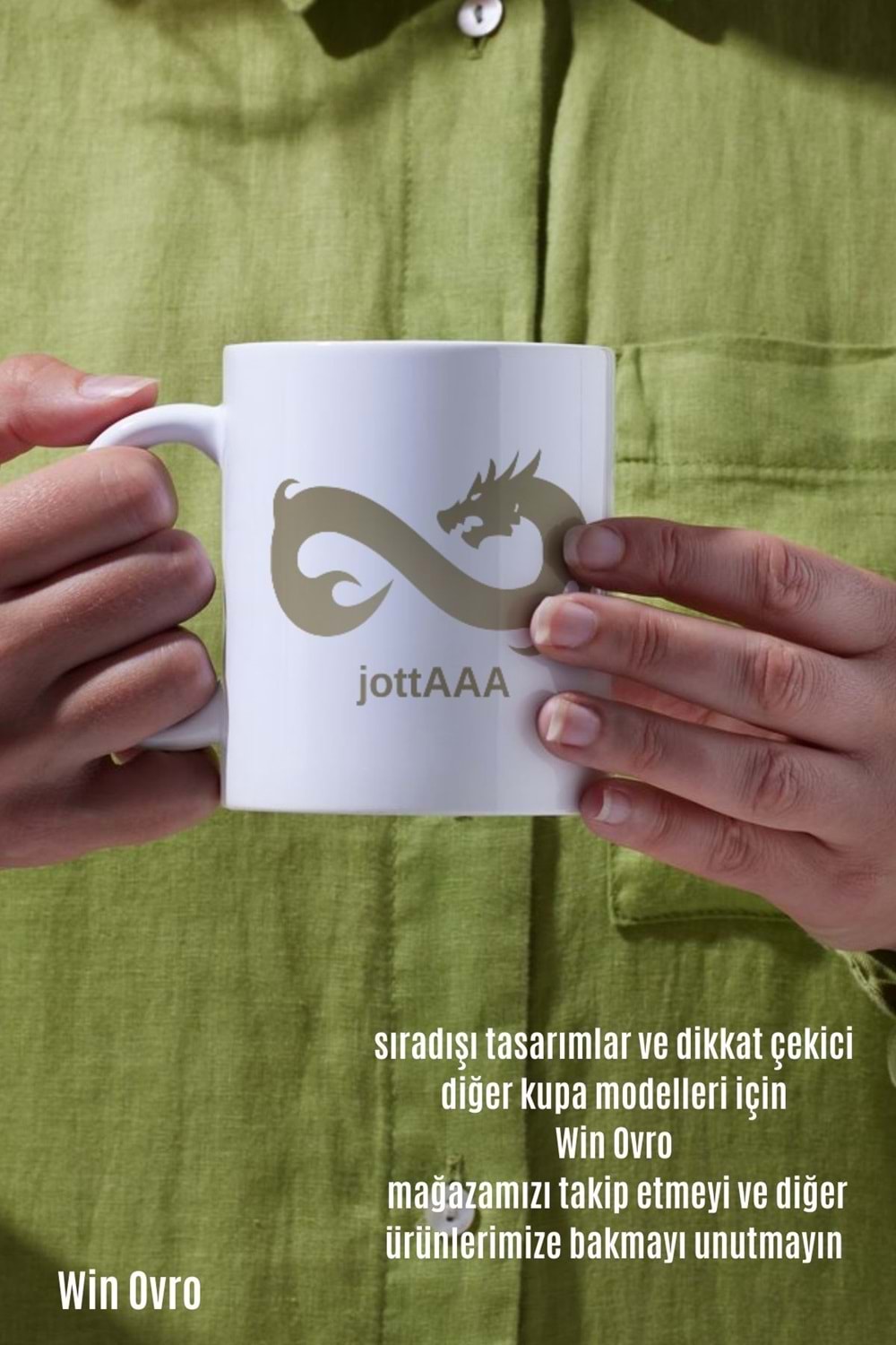 Win Ovro Premium Beyaz Porselen Hediye Çift Yön Baskılı Kupa Bardak - Eternal Fire jottAAA