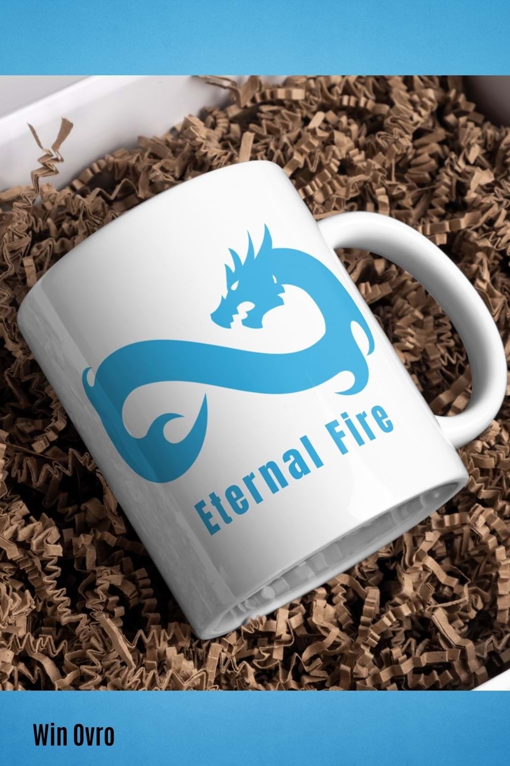 Win Ovro Premium Beyaz Porselen Hediye Çift Yön Baskılı Kupa Bardak - Eternal Fire Old