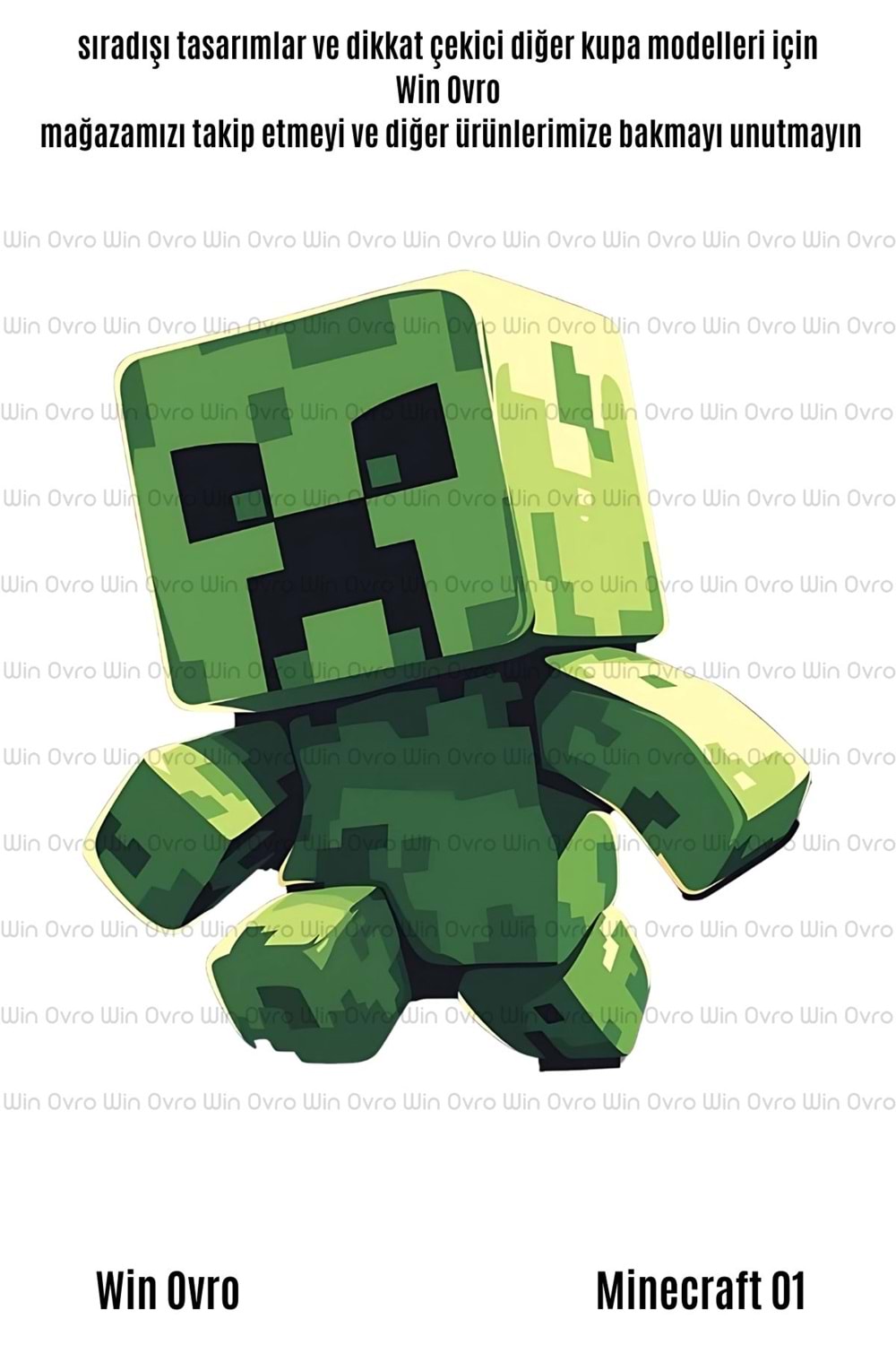 Win Ovro Premium Beyaz Porselen Hediye Çift Yön Baskılı Kupa Bardak - Minecraft 01