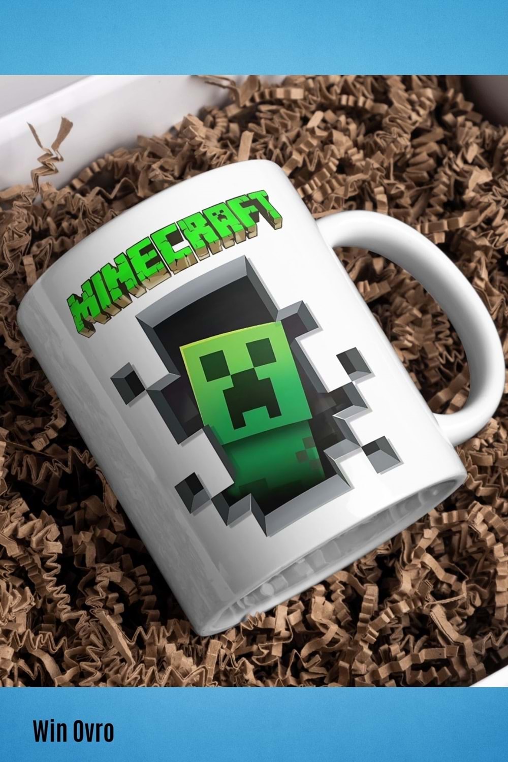 Win Ovro Premium Beyaz Porselen Hediye Çift Yön Baskılı Kupa Bardak - Minecraft 02
