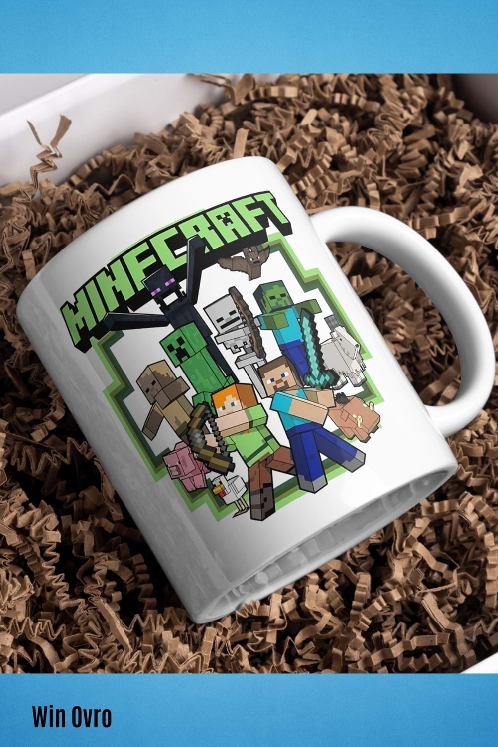 Win Ovro Premium Beyaz Porselen Hediye Çift Yön Baskılı Kupa Bardak - Minecraft 03