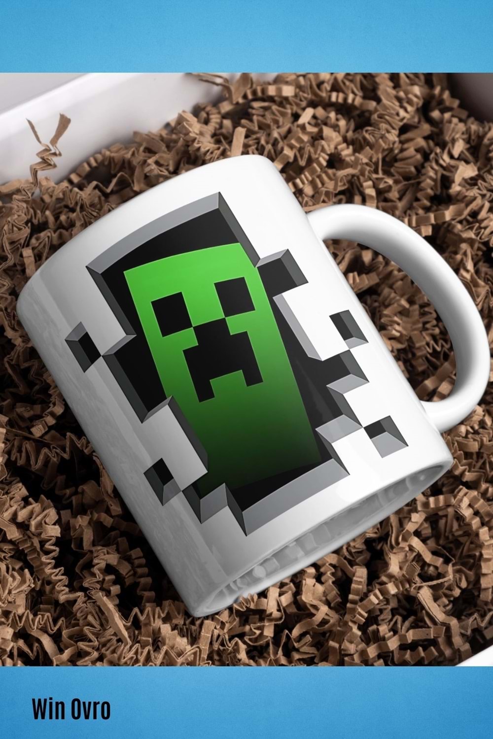 Win Ovro Premium Beyaz Porselen Hediye Çift Yön Baskılı Kupa Bardak - Minecraft 06