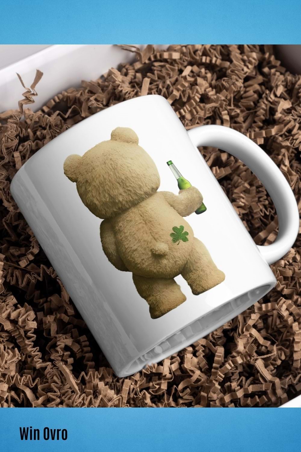 Win Ovro Premium Beyaz Porselen Hediye Çift Yön Baskılı Kupa Bardak - Ayı Teddy Bear 04