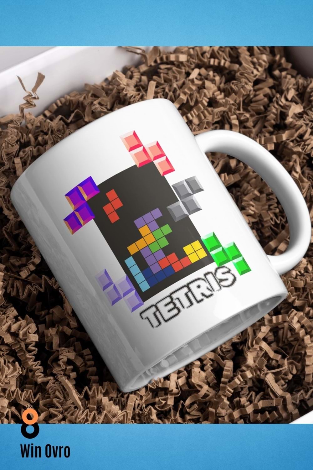 Win Ovro Premium Beyaz Porselen Hediye Çift Yön Baskılı Kupa Bardak - Tetris