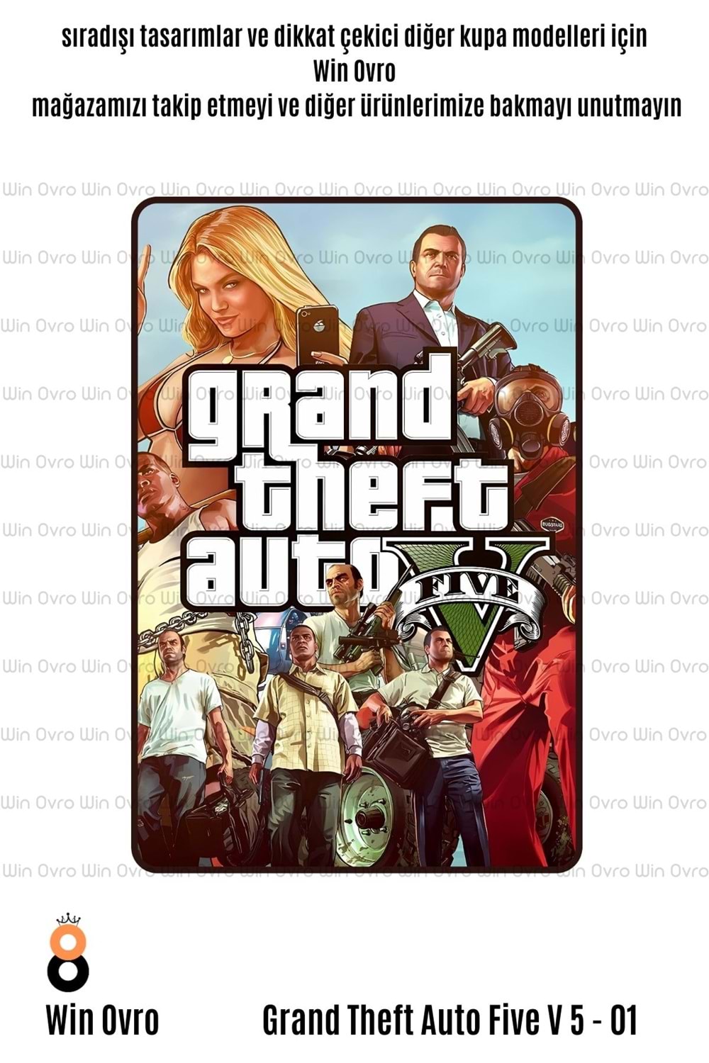 Win Ovro Premium Beyaz Porselen Hediye Çift Yön Baskılı Kupa Bardak - Grand Theft Auto Five V 5 - 01