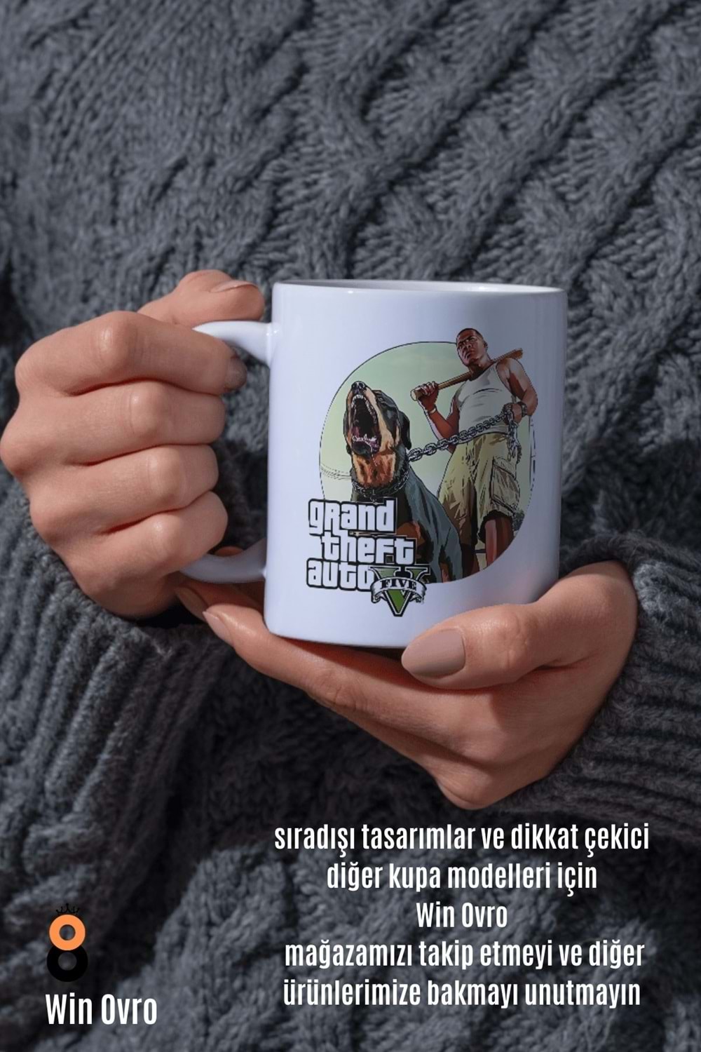 Win Ovro Premium Beyaz Porselen Hediye Çift Yön Baskılı Kupa Bardak - Grand Theft Auto Five V 5 - 02