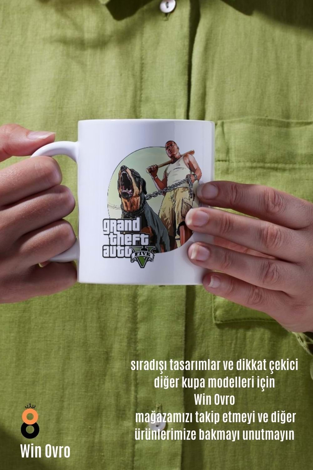 Win Ovro Premium Beyaz Porselen Hediye Çift Yön Baskılı Kupa Bardak - Grand Theft Auto Five V 5 - 02