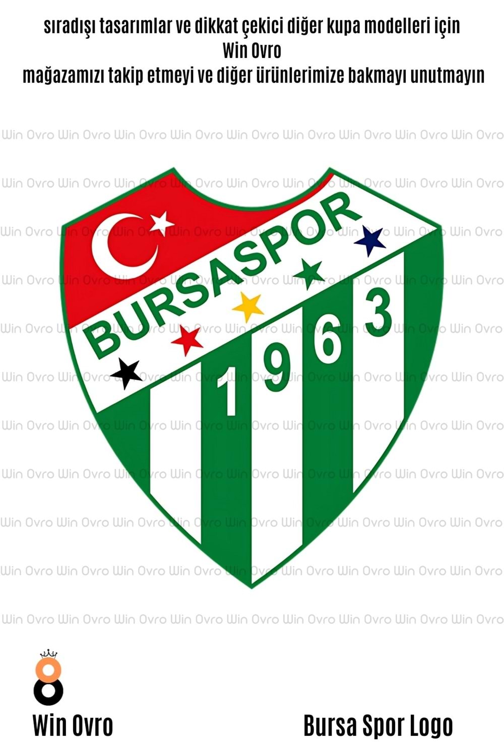 Win Ovro Premium Beyaz Porselen Hediye Çift Yön Baskılı Kupa Bardak - Bursa Spor Logo