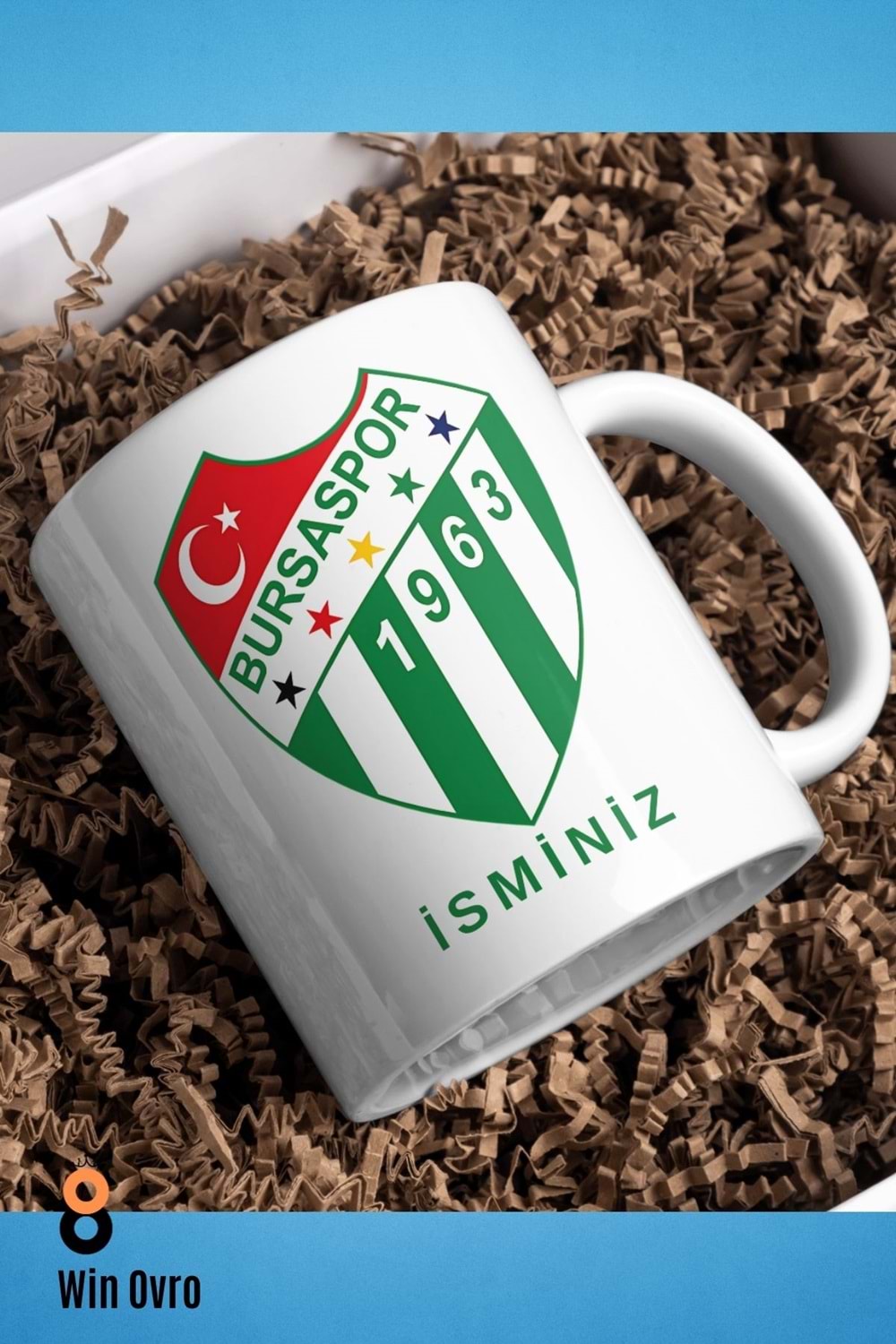 Win Ovro Premium Beyaz Porselen Hediye Çift Yön Baskılı Kupa Bardak - BursaSpor Kişiye Özel İsim