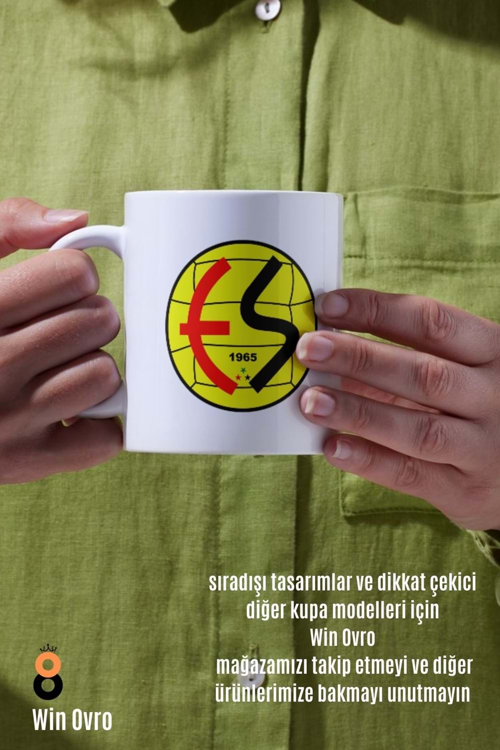 Win Ovro Premium Beyaz Porselen Hediye Çift Yön Baskılı Kupa Bardak - EskişehirSpor