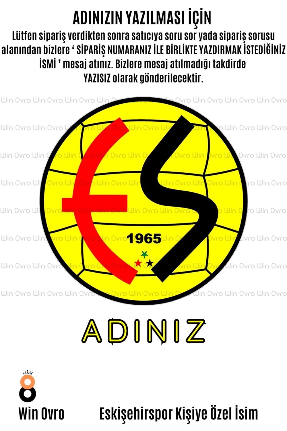 Win Ovro Premium Beyaz Porselen Hediye Çift Yön Baskılı Kupa Bardak - Eskişehirspor Kişiye Özel İsim