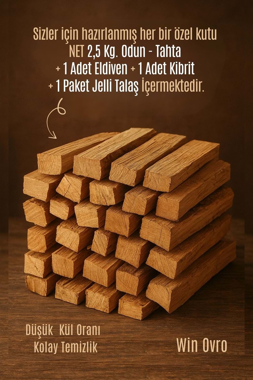 Win Ovro Semaver Yakacak Kuru Tahta Odun 2,5 Kg. Tutuşturmalık Soba Şömine Mangal Kamp Doğaya Uygun