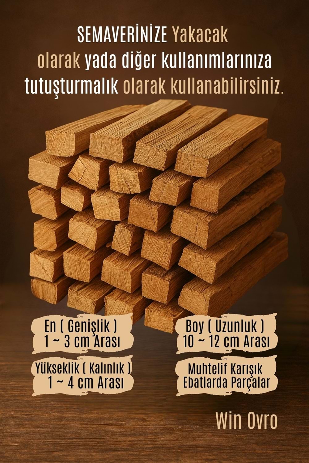 Win Ovro Semaver Yakacak Kuru Tahta Odun 2,5 Kg. Tutuşturmalık Soba Şömine Mangal Kamp Doğaya Uygun