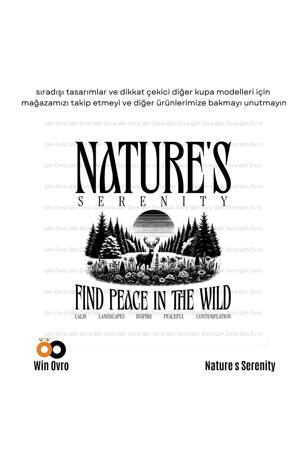 Win Ovro Premium Beyaz Porselen Hediye Çift Yön Baskılı Kupa Bardak - Nature s Serenity