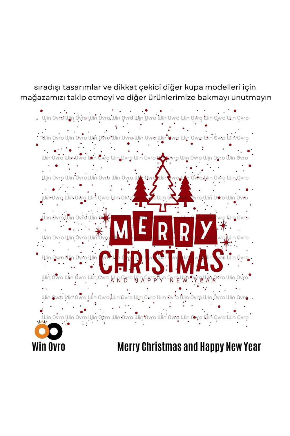 Win Ovro Premium Beyaz Porselen Hediye Çift Yön Baskılı Kupa Bardak - Merry Christmas Happy New 1