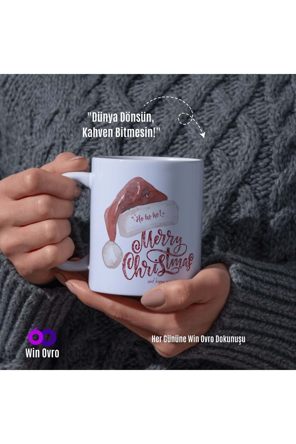 Win Ovro Premium Beyaz Porselen Hediye Çift Yön Baskılı Kupa Bardak - Merry Christmas Happy New 5