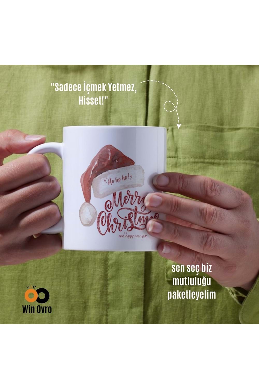 Win Ovro Premium Beyaz Porselen Hediye Çift Yön Baskılı Kupa Bardak - Merry Christmas Happy New 5