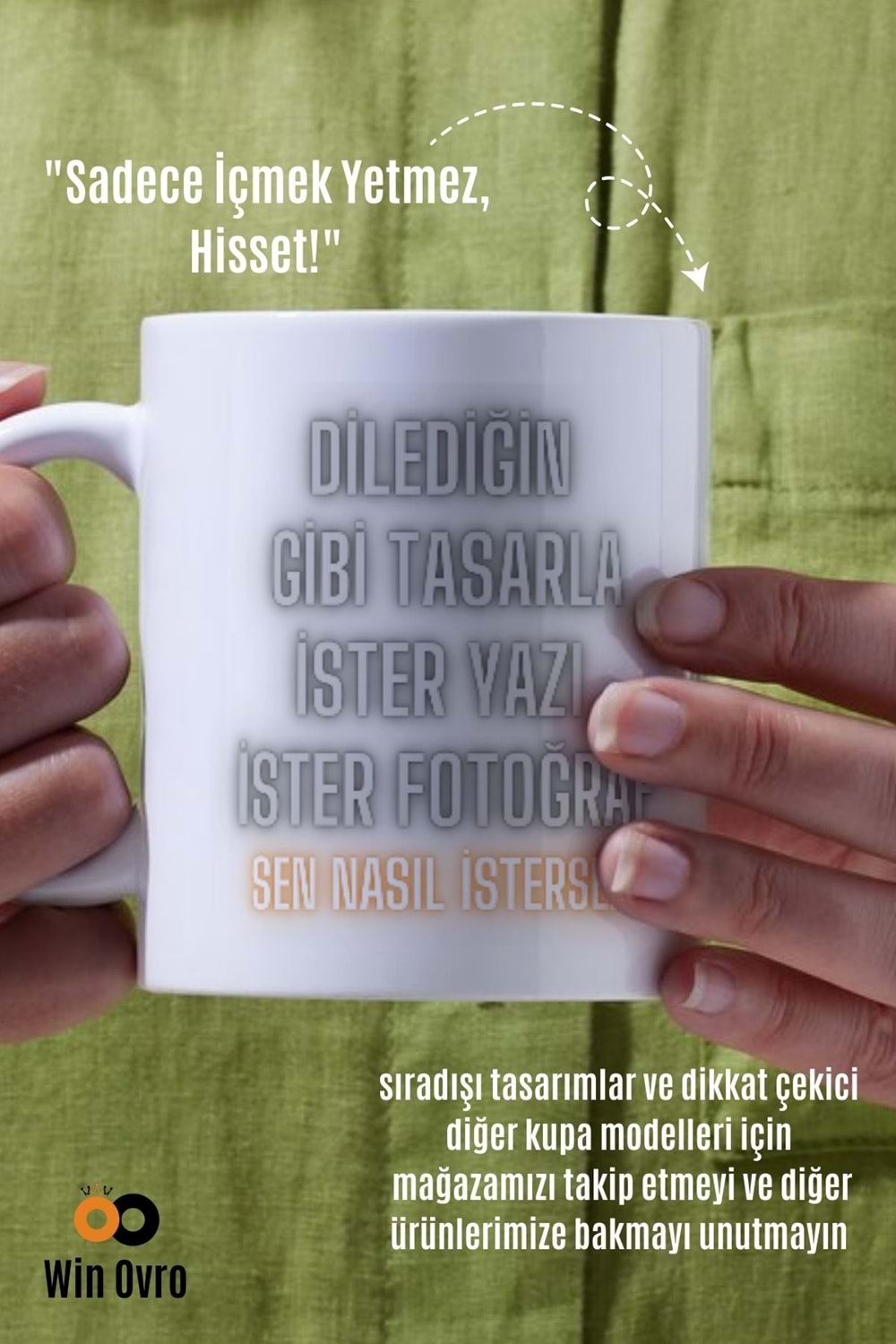 Win Ovro Premium Porselen Hediye Çift Yön Baskı Kupa Bardak - Kişiye Özel Tasarım Sen Nasıl İstersen