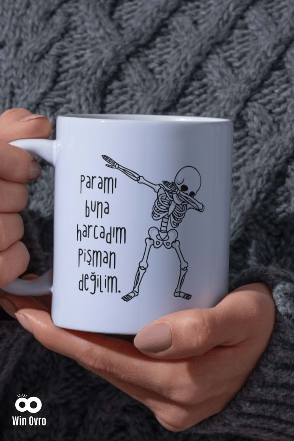 Win Ovro Premium Beyaz Porselen Hediye Çift Yön Baskılı Kupa Bardak - Pişman Değilim