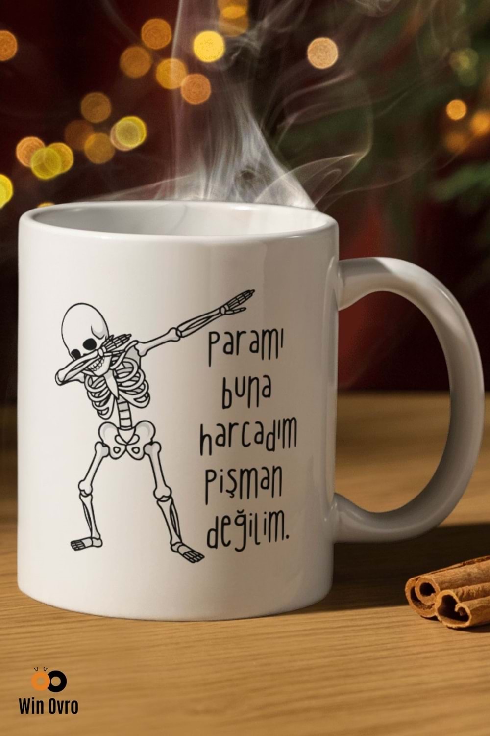 Win Ovro Premium Beyaz Porselen Hediye Çift Yön Baskılı Kupa Bardak - Pişman Değilim