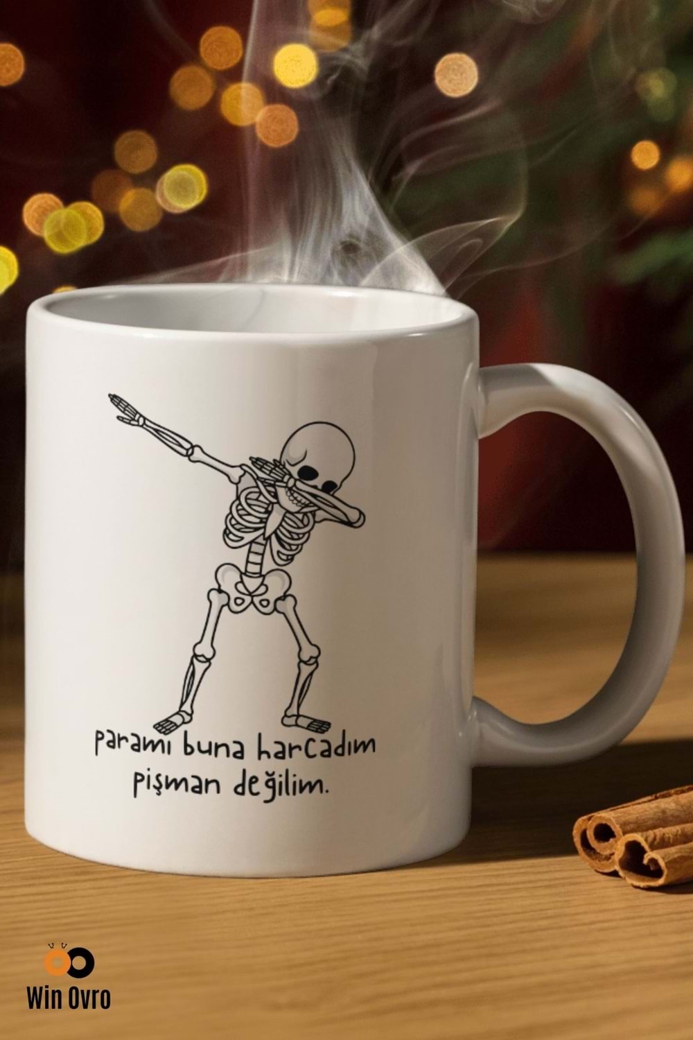 Win Ovro Premium Beyaz Porselen Hediye Çift Yön Baskılı Kupa Bardak - Pişman Değilimm