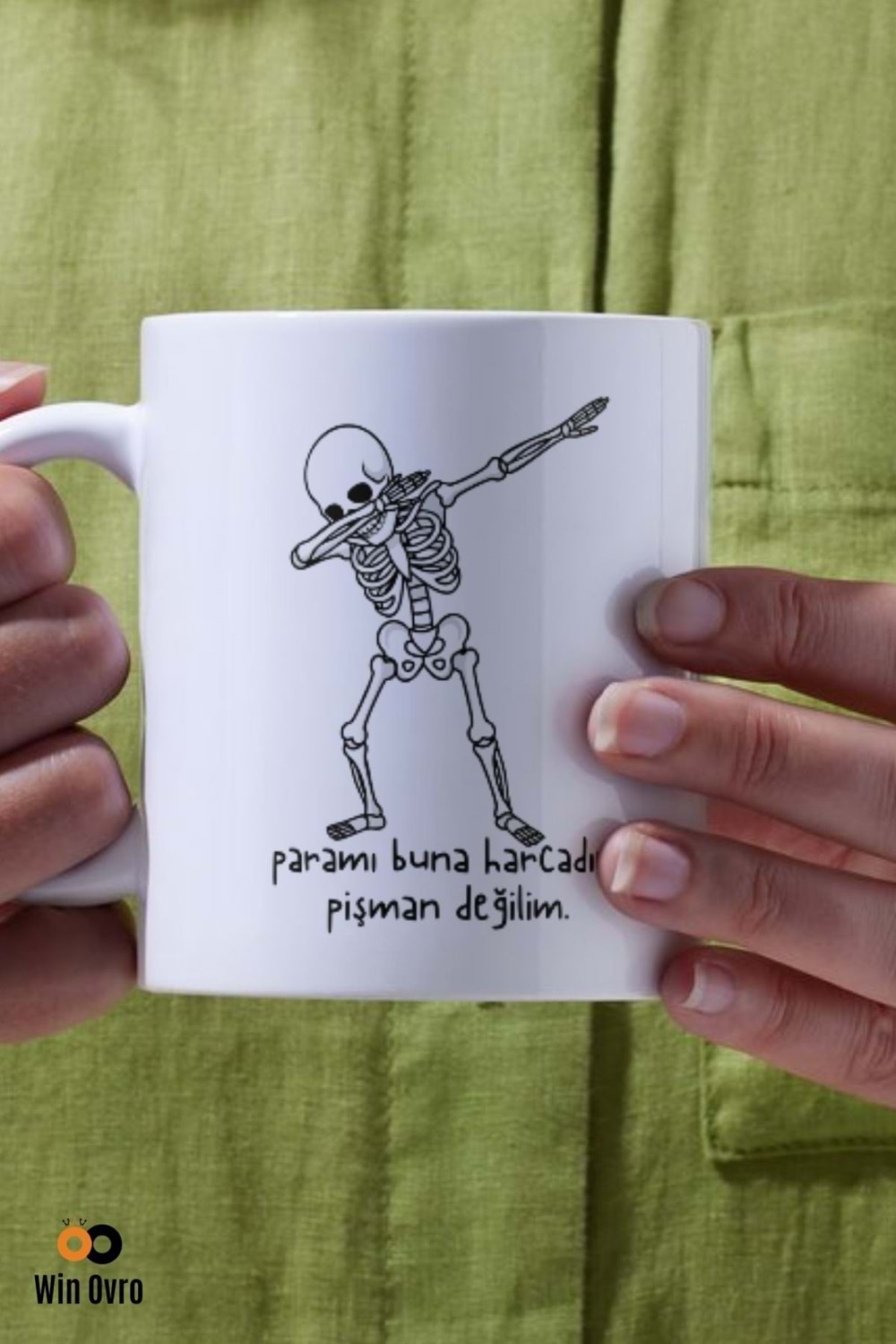 Win Ovro Premium Beyaz Porselen Hediye Çift Yön Baskılı Kupa Bardak - Pişman Değilimm