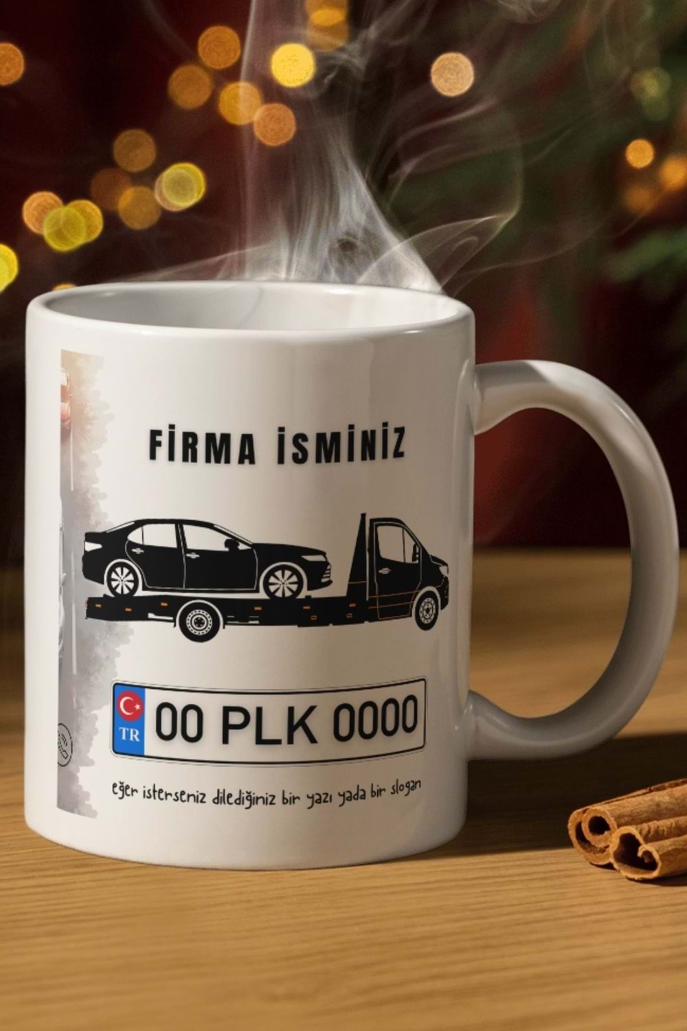 Win Ovro Beyaz Porselen Çiftyön Baskı Kupa Bardak Oto Çekici Kurtarıcı Yol Yardım Kişiye Özel Tasarı