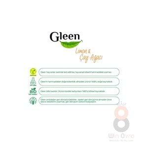 Gleen Organik Içerikli Vegan 1 Lt Limon-çay Ağacı Sprey Yüzey Temizleyici