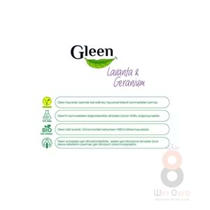 Gleen Organik Içerikli Vegan 1 Lt Lavanta-geranium Sprey Yüzey Temizleyici