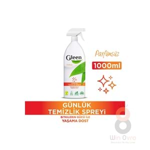 Gleen Organik Içerikli Vegan 1 Lt Parfümsüz Sprey Yüzey Temizleyici