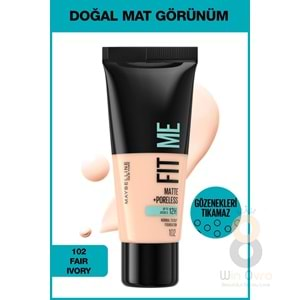 Maybelline New York Fit Me Matte+Poreless Fondöten - 102 Fair Ivory